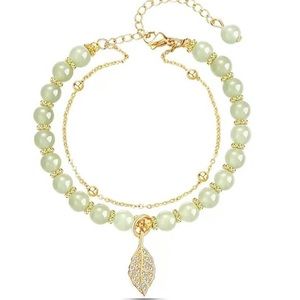 Natural Hetian Jade Leaf Luke Beaded Bracelet